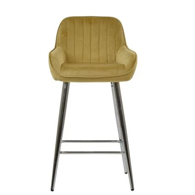Hamilton Bar Stool Camel Velvet & Chrome