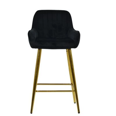 Hamilton Bar Stool Black Velvet & Gold