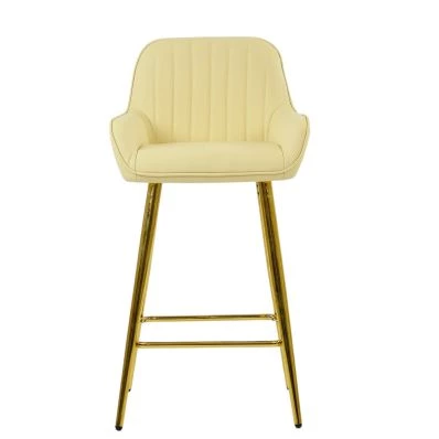Hamilton Bar Stool Cream Leather & Gold