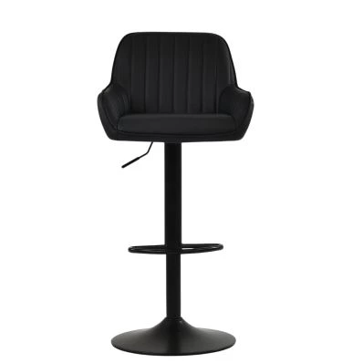 Bronx Bar Stool Black Leather & Black