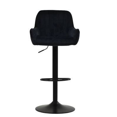 Bronx Bar Stool Black Velvet & Black