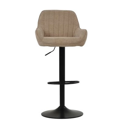 Bronx Bar Stool Fawn Brown Fabric & Black