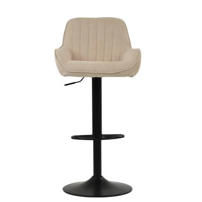 Bronx Bar Stool Natural Cream Fabric & Black