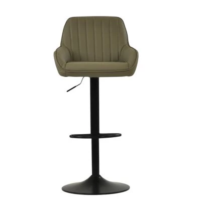 Bronx Bar Stool Taupe Leather & Black