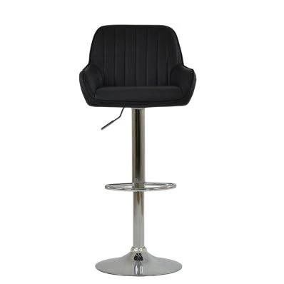 Blair Bar Stool Black Leather & Chrome