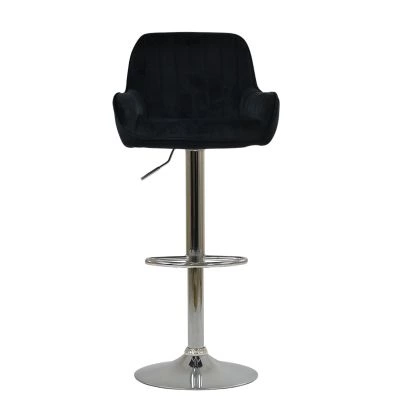 Blair Bar Stool Black Velvet & Chrome