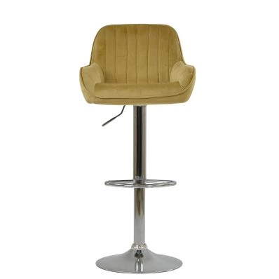 Blair Bar Stool Camel Velvet & Chrome