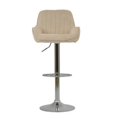 Blair Bar Stool Natural Cream Fabric & Chrome