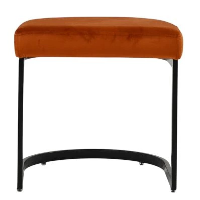 Layto Low Bar Stool Burnt Orange Velvet & Black 46cm