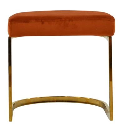 Layto Low Bar Stool Burnt Orange Velvet & Brass 46cm