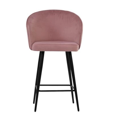 Novara Bar Stool Pink Velvet & Black