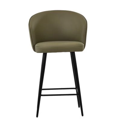 Novara Bar Stool Taupe Leather & Black