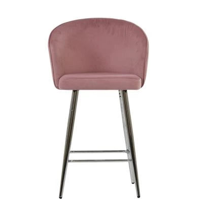 Novara Bar Stool Pink Velvet & Chrome