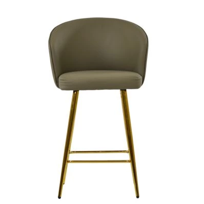 Novara Bar Stool Taupe Leather & Gold
