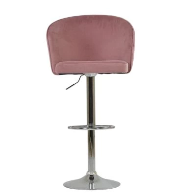 Kenton Bar Stool Pink Velvet & Chrome