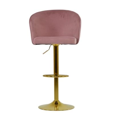 Snape Bar Stool Pink Velvet & Gold