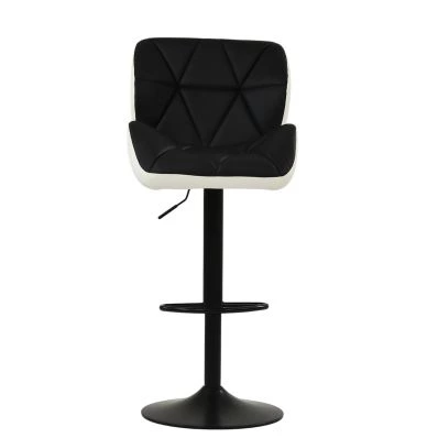 Cedar Bar Stool Black & White Leather & Black Base