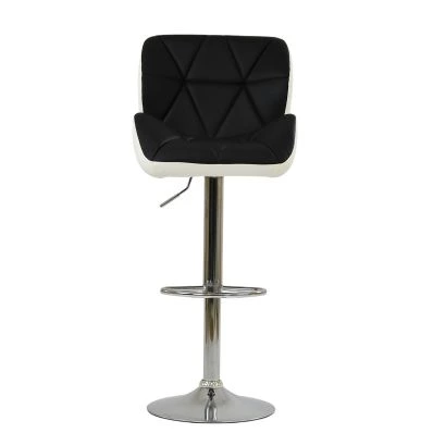 Eris Bar Stool Black & White Leather & Chrome Base
