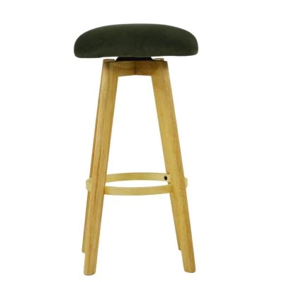 Hjo Bar Stool Natural Cream Fabric & Wood Leg
