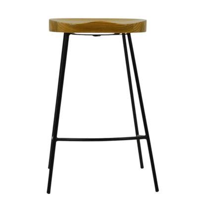 Edson Bar Stool Light Wood Black Fixed Height Base