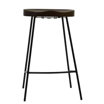 Edson Bar Stool Dark Wood Black Fixed Height Base