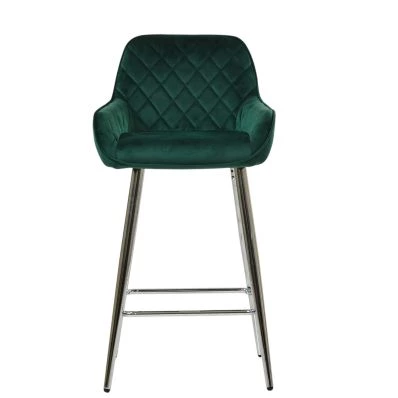 Carson Bar Stool Emerald Green Velvet & Chrome Base