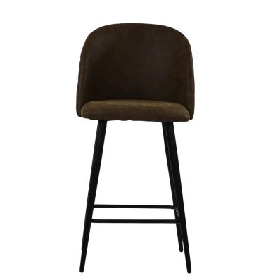 Brooklands Bar Stool Aged Brown Leather & Black Base