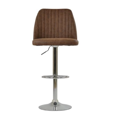 Darwin Bar Stool Aged Brown Leather & Chrome Base