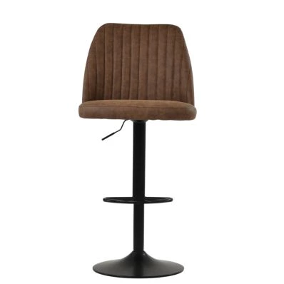 Tuscan Bar Stool Aged Brown Leather & Black Base
