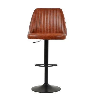 Tuscan Bar Stool Vintage Brown Leather & Black Base