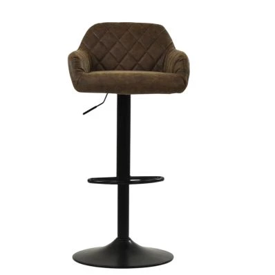 Sirius Bar Stool Aged Brown Leather & Black Base