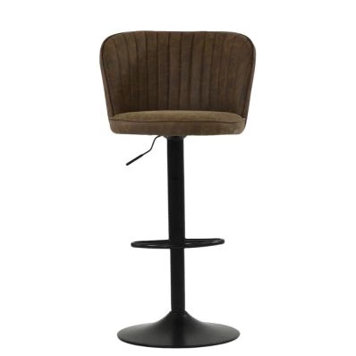 Tribeca Bar Stool Aged Brown Leather & Black Base