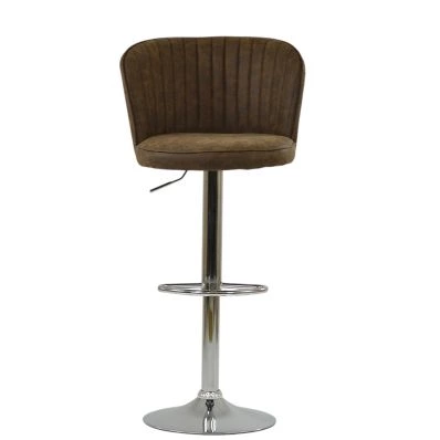 Jardin Bar Stool Aged Brown Leather & Chrome Base
