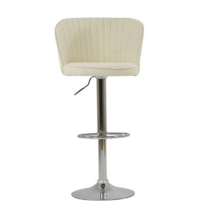 Jardin Bar Stool Cream Boucle Fabric & Chrome Base