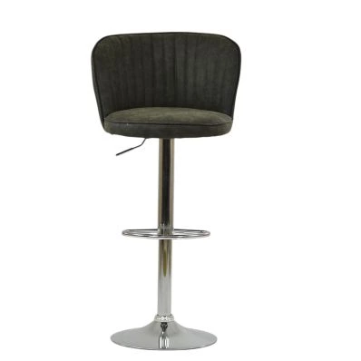 Jardin Bar Stool Slate Grey Leather & Chrome Base