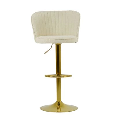 Heather Bar Stool Cream Boucle Fabric & Gold Base