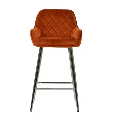 Carson Bar Stool Burnt Orange Velvet & Chrome Base