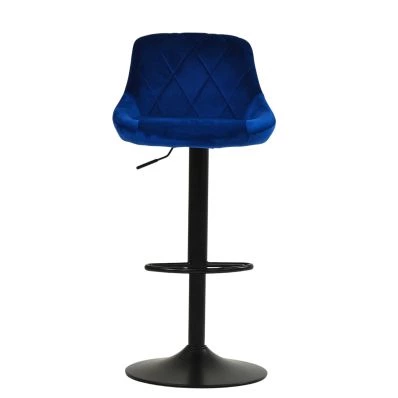 Fleur Bar Stool Blue Velvet & Black Base