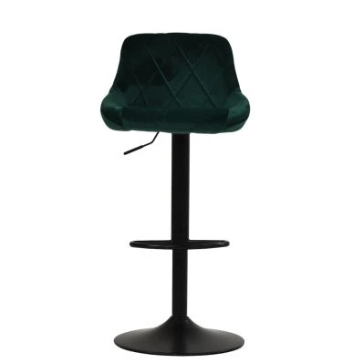 Fleur Bar Stool Emerald Green Velvet & Black Base