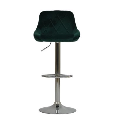 Flo Bar Stool Emerald Green Velvet & Chrome Base