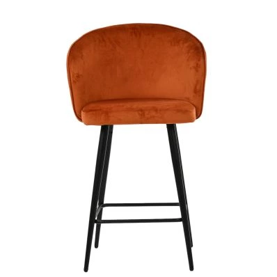 Novara Bar Stool Burnt Orange Velvet & Black Base