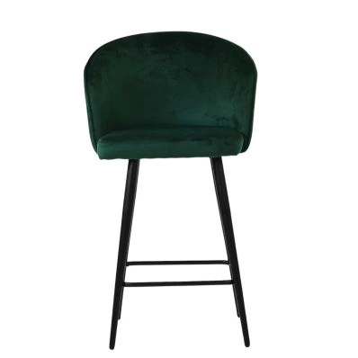 Novara Bar Stool Emerald Green Velvet & Black Base
