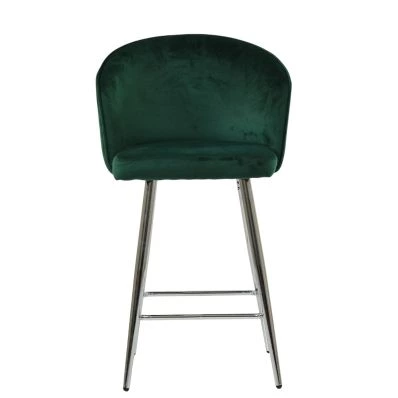 Novara Bar Stool Emerald Green Velvet & Chrome Base