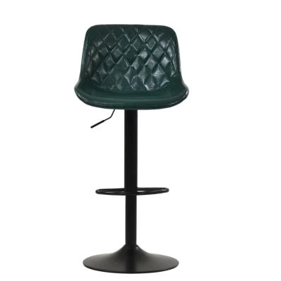 Torek Bar Stool Forest Green Leather & Black Base