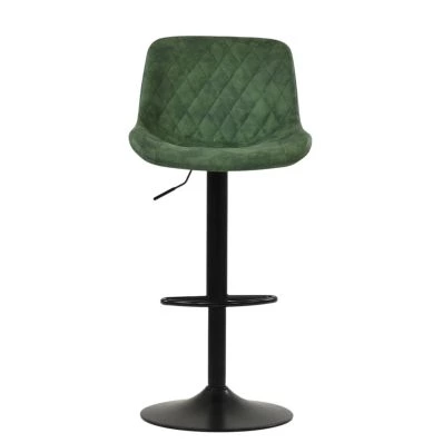 Torek Bar Stool Aged Olive Green Leather & Black Base