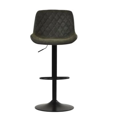 Torek Bar Stool Slate Grey Leather & Black Base