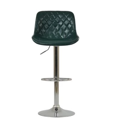 Mason Bar Stool Forest Green Leather & Chrome Base