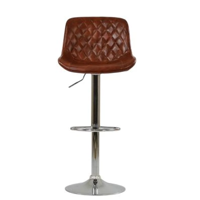 Mason Bar Stool Vintage Brown Leather & Chrome Base