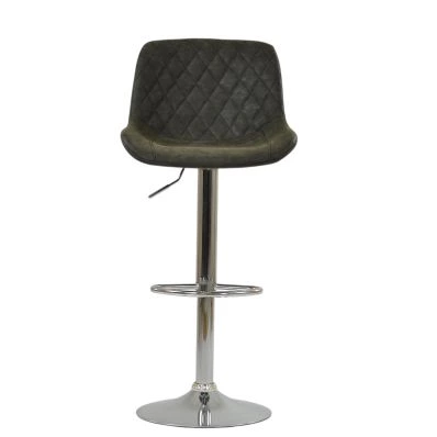 Mason Bar Stool Slate Grey Leather & Chrome Base
