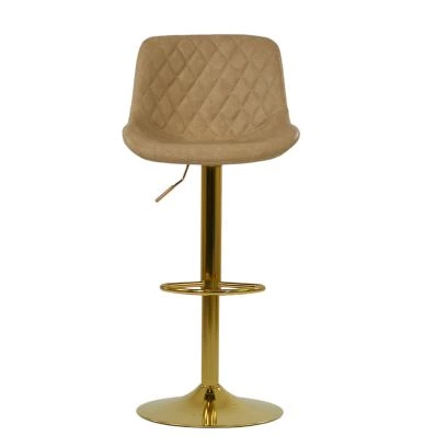 Graf Bar Stool Aged Cream Leather & Gold Base